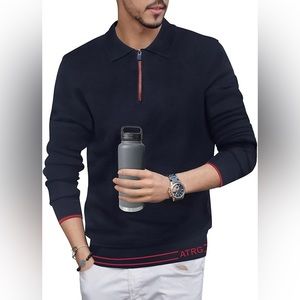 ALTAIREGA Mens-Polo-Shirts Pure-Cotton-Pullover Long-Sleeve Size MD